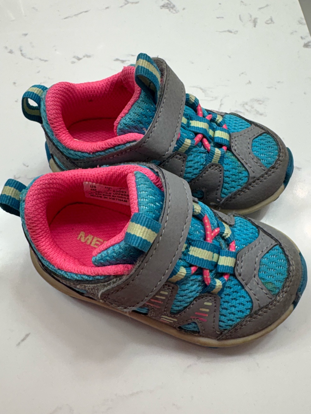 Merrell Kids Teal and Pink Hook-and-Loop Trail Sneakers